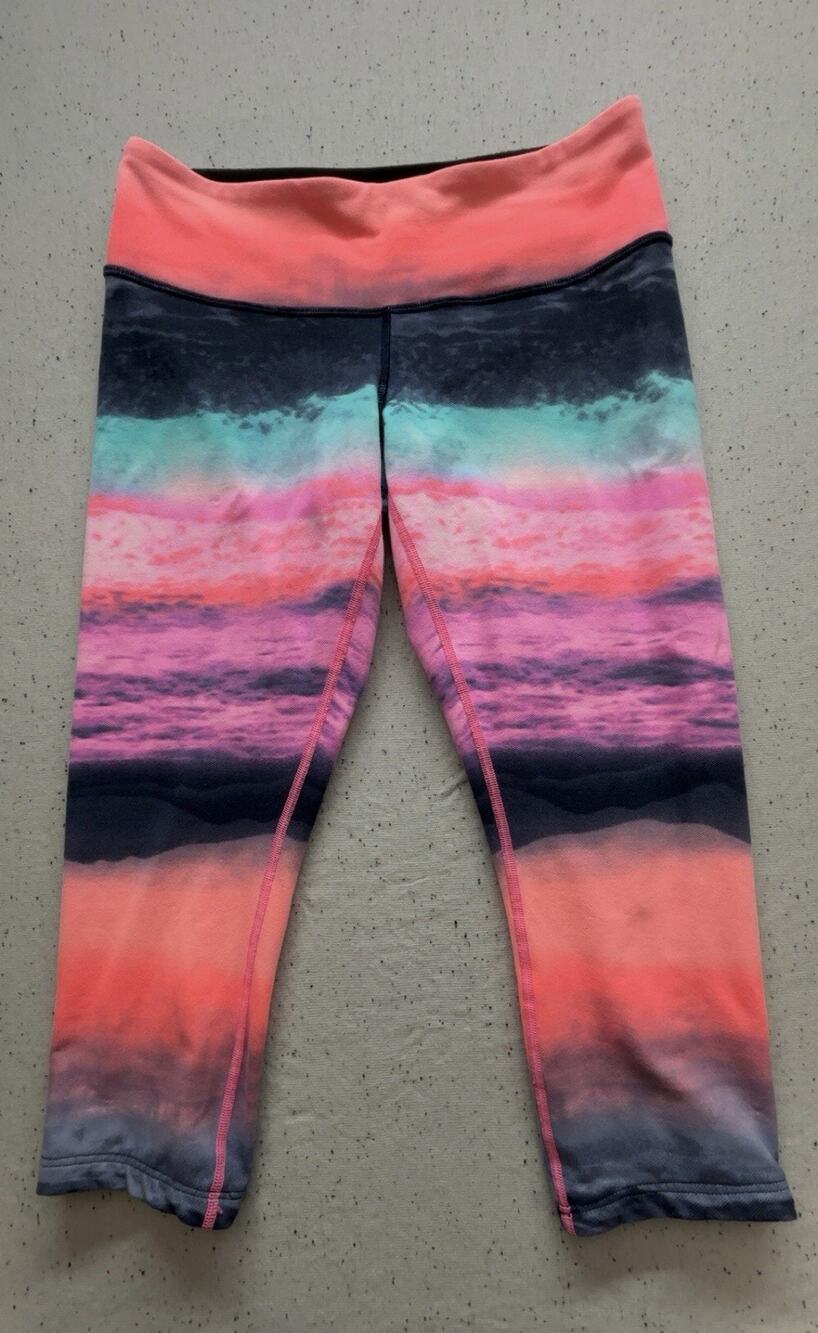 Rare! Lululemon Wunder Under Crop Leggings Sz 8 Beachscape Rare Rainbow Capri
